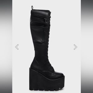 Dolls Kill Current Mood Obsidian Pocket Platform Boots